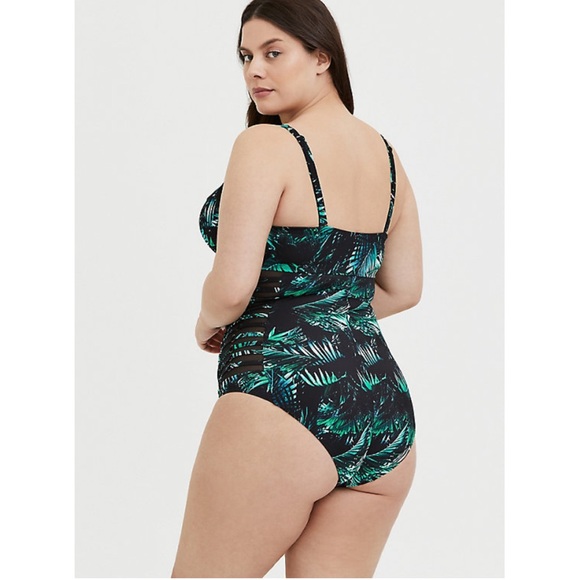 🎉HP🎉Torrid BLACK GREEN PALM PUSH-UP SWIMSUIT - Picture 4 of 16